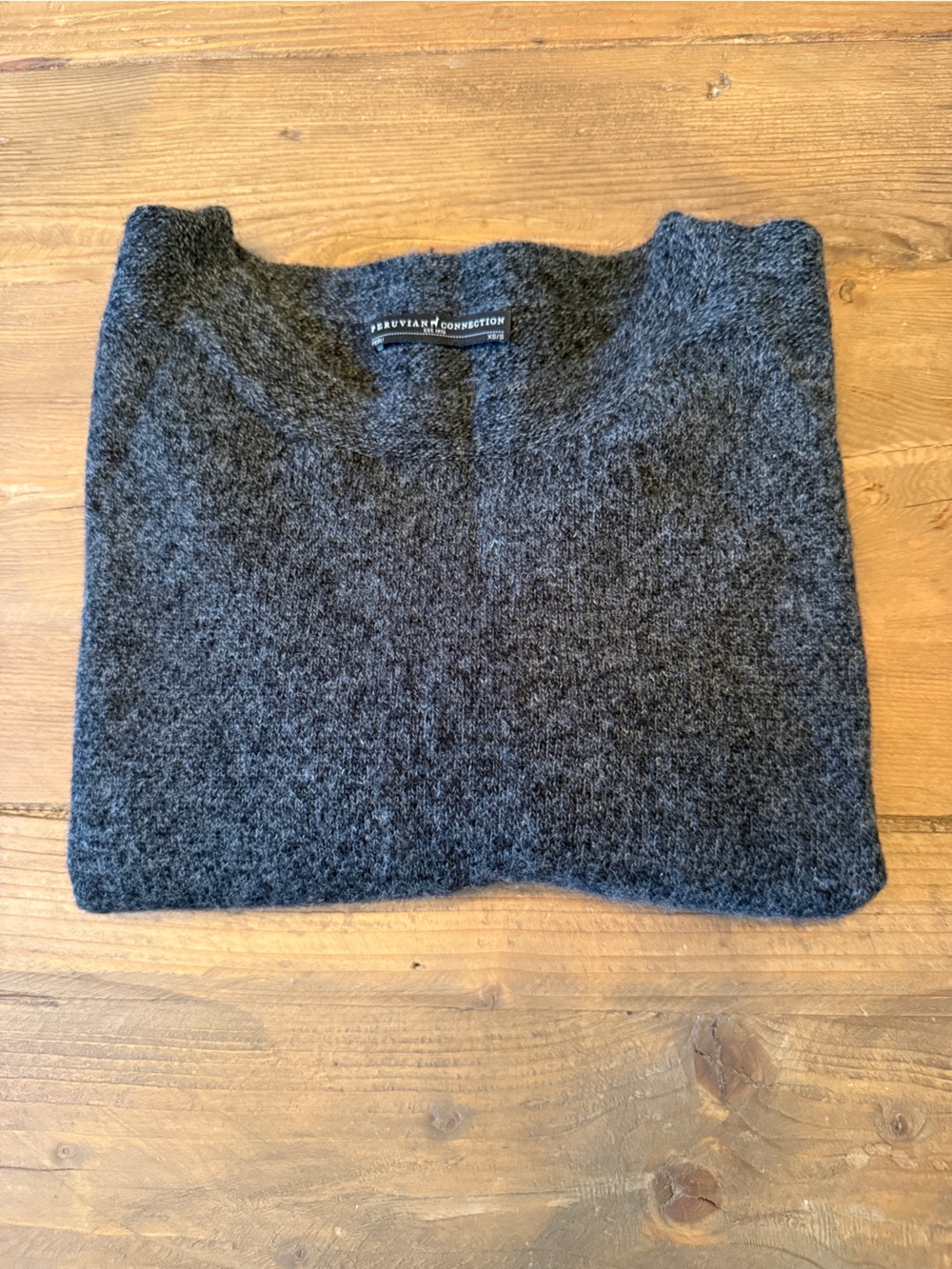 Peruvian Connection Women’s Dark Charcoal Crewneck Sweater with 3/4 Sleeve